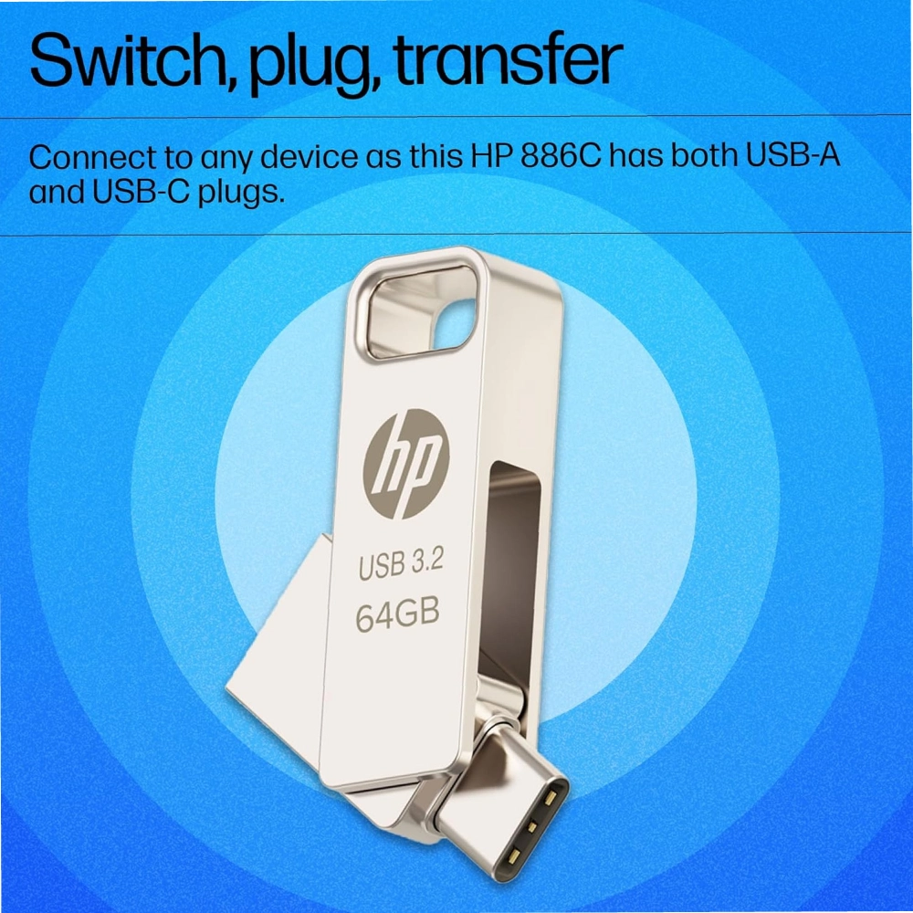 HP 886C 64GB USB 3.2 Type-C OTG Pendrive Silver view 2